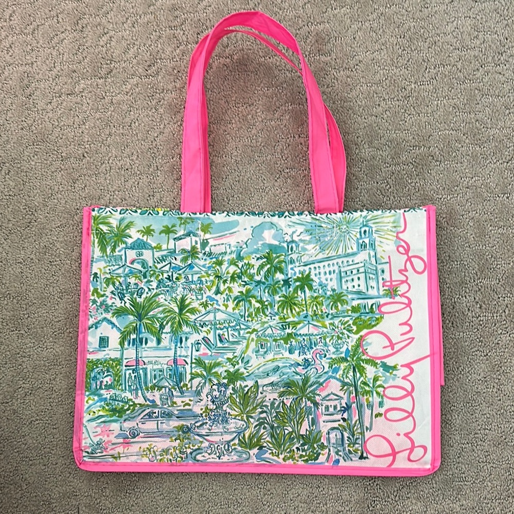 Lilly Pulitzer Pink and Green Map Design Tote